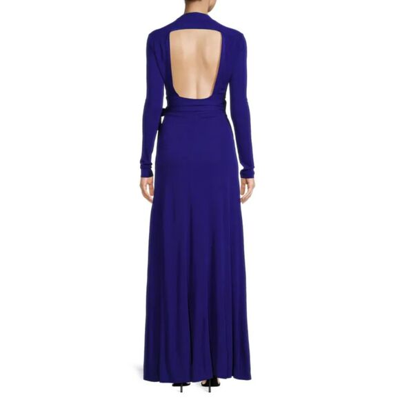 NWT Reiss Bailey Plunge Wrap Maxi Dress in Cobalt Blue Women's Size 4 - Picture 3 of 13